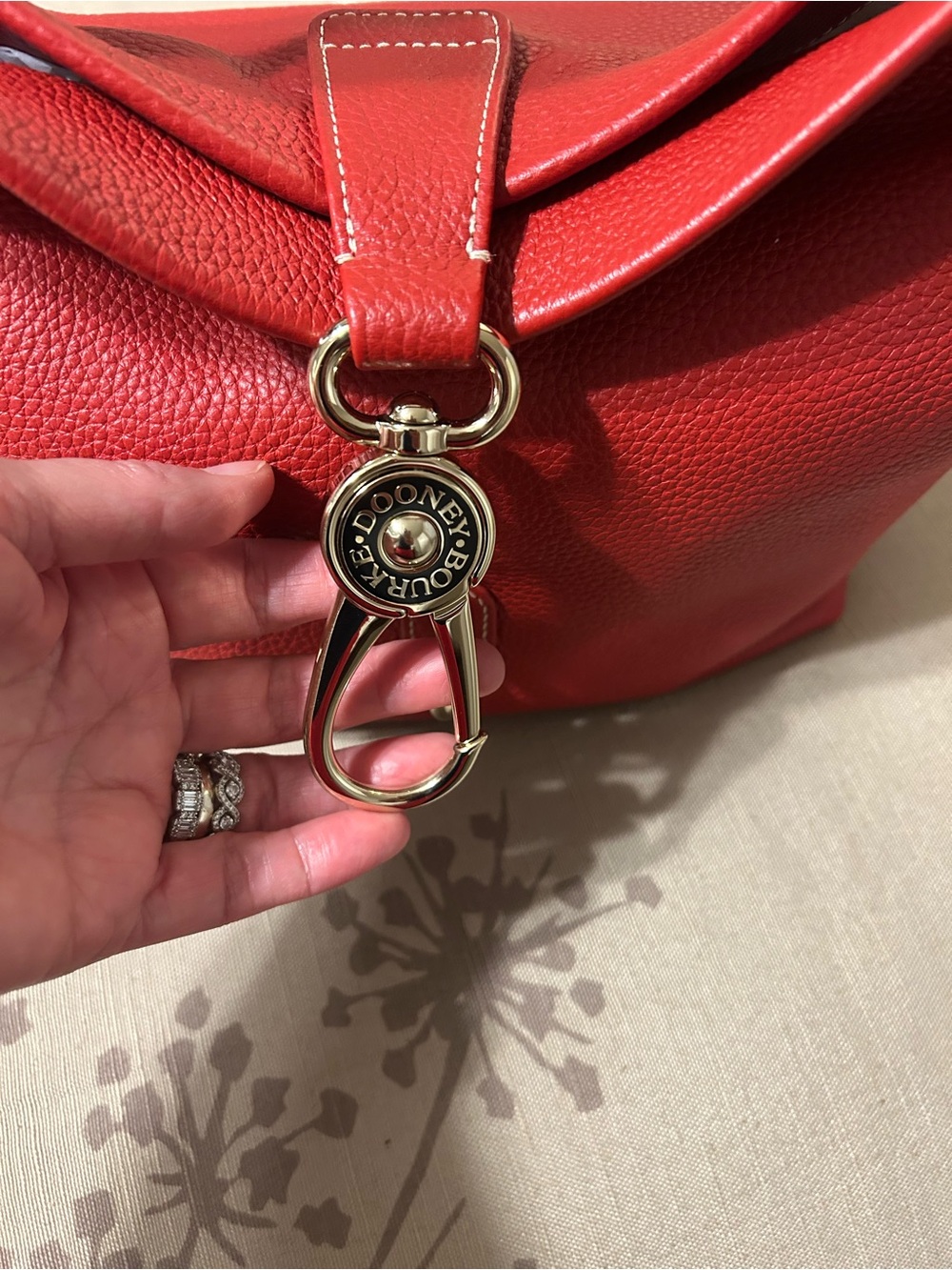 Dooney & Bourke Red Pebbled Leather Shoulder Bag with Gold Hardware - Picture 5 of 12